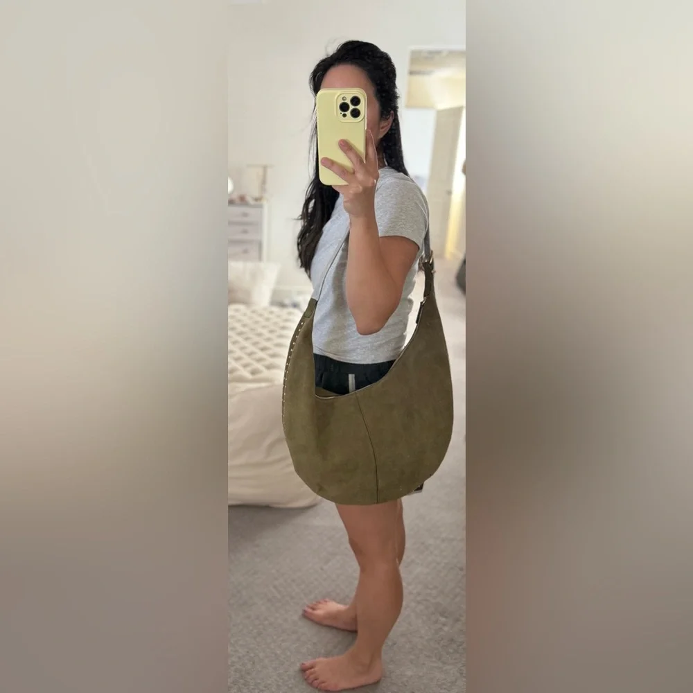 Madewell Suede Essentials Slouch Hobo Bag in Aged Olive - Picture 11 of 12